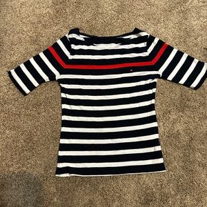 Horizontal stripes lend a classic look to this top from Tommy Hilfiger.